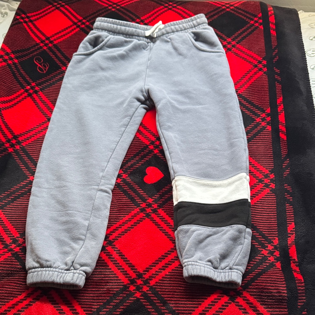 Little Bipsy Kids Light Blue Fleece Jogger Pants With Contrast Cuff
